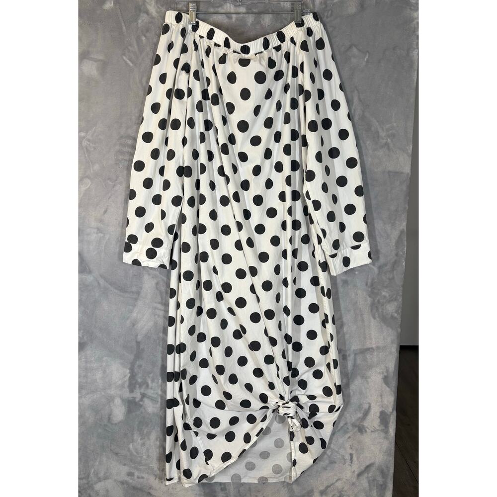 Uoozee Artsy Polka Dot Off Shoulder Tent Dress XL Lagenlook Kaftan Asymmetrical - Picture 9 of 14
